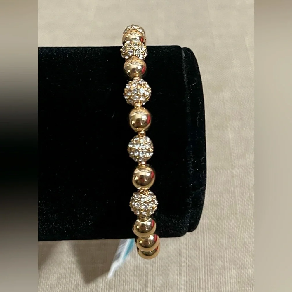 Pavé & Imitation Pearl Slider Bracelet 2 pcs - Picture 4 of 8